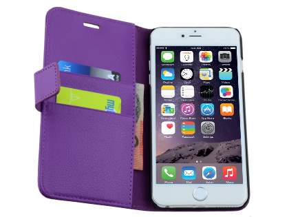 Synthetic Leather Wallet Case with Stand for iPhone 6s Plus/6 Plus - Purple