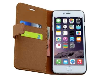 Synthetic Leather Wallet Case with Stand for iPhone 6s Plus/6 Plus - Brown
