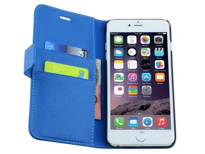 Synthetic Leather Wallet Case with Stand for iPhone 6s Plus/6 Plus - Blue