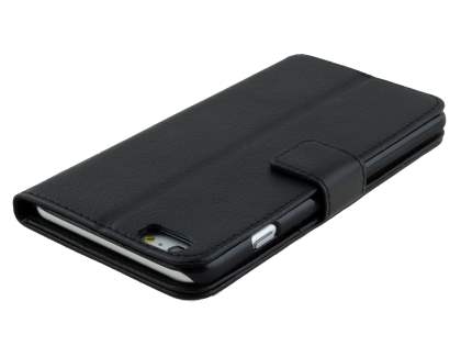 Synthetic Leather Wallet Case with Stand for iPhone 6s Plus/6 Plus - Classic Black