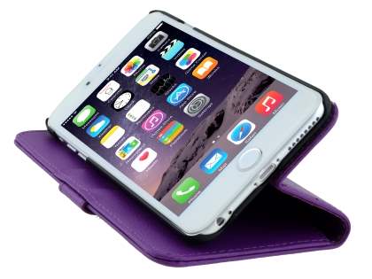 Synthetic Leather Wallet Case with Stand for iPhone 6s Plus/6 Plus - Purple