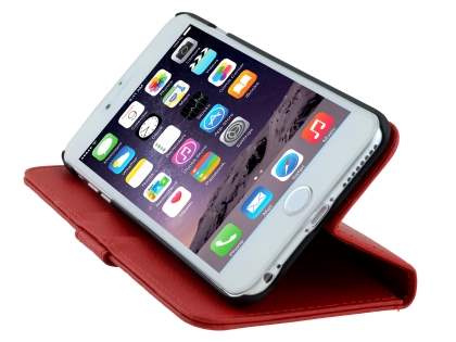 Synthetic Leather Wallet Case with Stand for iPhone 6s Plus/6 Plus - Red