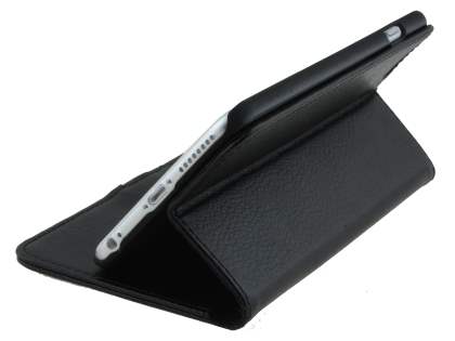 Synthetic Leather Wallet Case with Stand for iPhone 6s Plus/6 Plus - Classic Black