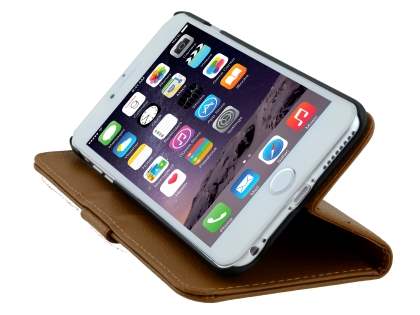Synthetic Leather Wallet Case with Stand for iPhone 6s Plus/6 Plus - Brown