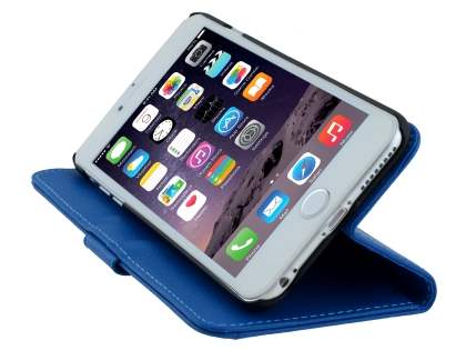 Synthetic Leather Wallet Case with Stand for iPhone 6s Plus/6 Plus - Blue