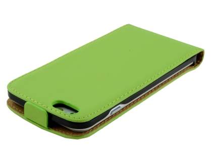 Slim Genuine Leather Flip Case for iPhone 6s Plus/6 Plus - Lime