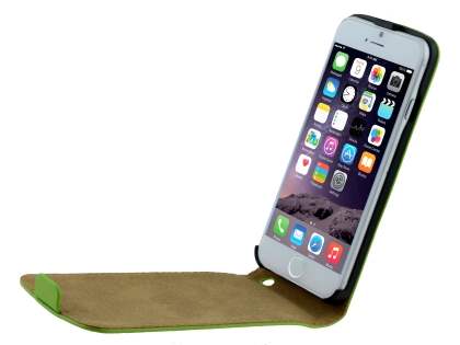 Slim Genuine Leather Flip Case for iPhone 6s Plus/6 Plus - Lime