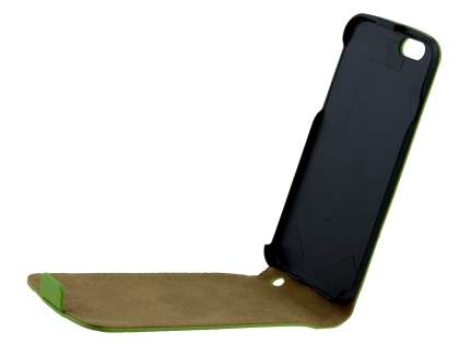 Slim Genuine Leather Flip Case for iPhone 6s Plus/6 Plus - Lime