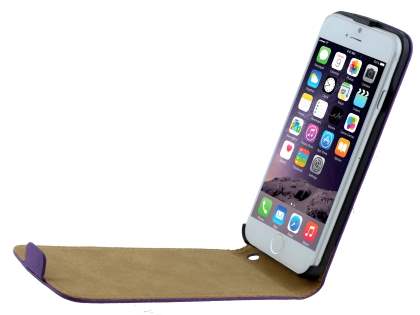 Slim Genuine Leather Flip Case for iPhone 6s/6 - Purple