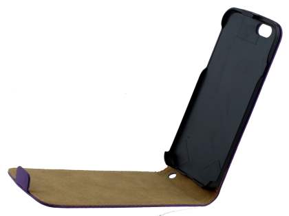Slim Genuine Leather Flip Case for iPhone 6s/6 - Purple