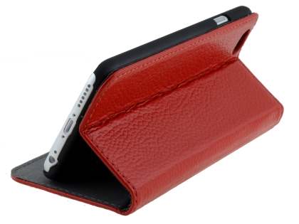Genuine Textured Leather Wallet Case with Stand for iPhone 6s/6 - Red
