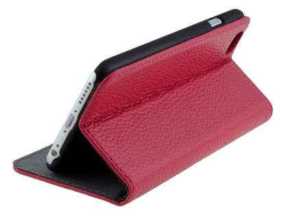 Genuine Textured Leather Wallet Case with Stand for iPhone 6s/6 - Coral Pink