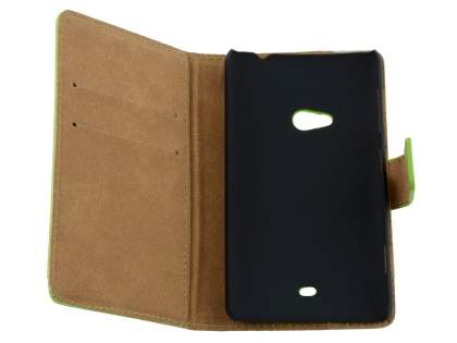 Genuine Leather Wallet Case with Stand for Nokia Lumia 625 - Green