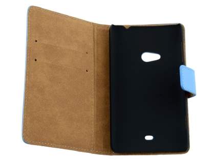 Genuine Leather Wallet Case with Stand for Nokia Lumia 625 - Sky Blue