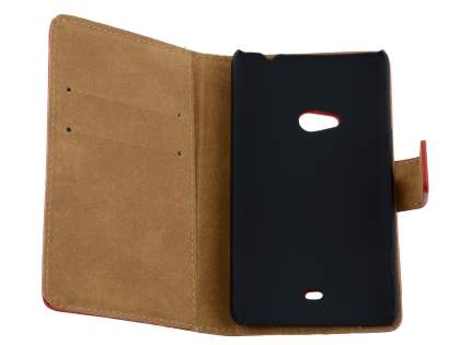 Genuine Leather Wallet Case with Stand for Nokia Lumia 625 - Red