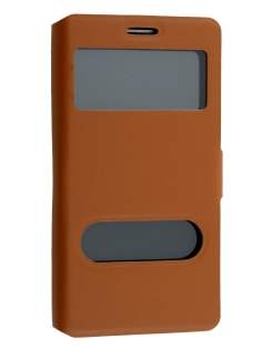Slim Genuine Leather Portfolio Case for Samsung Galaxy Note 4 - Brown