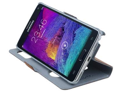 Slim Genuine Leather Portfolio Case for Samsung Galaxy Note 4 - Brown