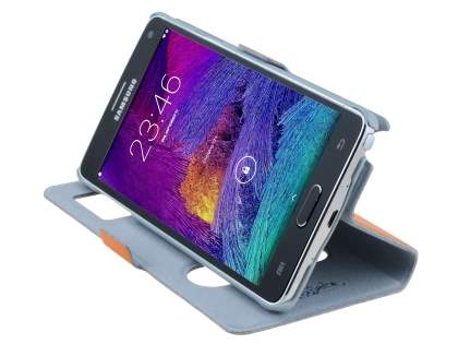 Slim Genuine Leather Portfolio Case for Samsung Galaxy Note 4 - Orange