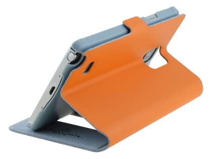 Slim Genuine Leather Portfolio Case for Samsung Galaxy Note 4 - Orange