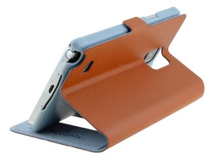 Slim Genuine Leather Portfolio Case for Samsung Galaxy Note 4 - Brown