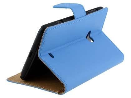 Genuine Leather Wallet Case with Stand for Nokia Lumia 625 - Sky Blue