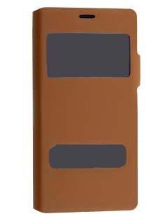 Slim Genuine Leather Portfolio Case for Sony Xperia Z3 - Brown