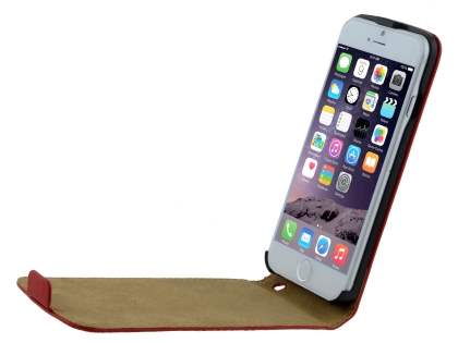 Slim Genuine Leather Flip Case for iPhone 6s Plus/6 Plus - Red