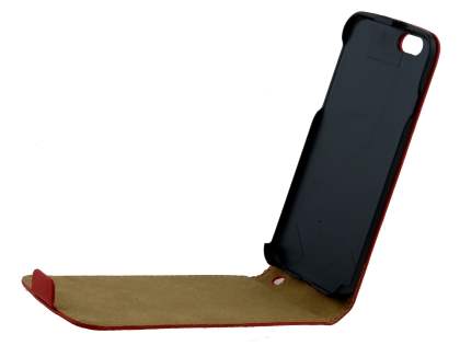 Slim Genuine Leather Flip Case for iPhone 6s Plus/6 Plus - Red