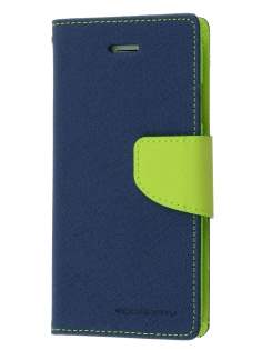 Mercury Goospery Colour Fancy Diary Case with Stand for iPhone 6s Plus/6 Plus - Navy/Lime Leather Wallet Case