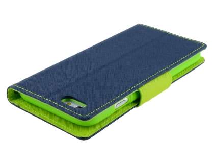 Mercury Goospery Colour Fancy Diary Case with Stand for iPhone 6s Plus/6 Plus - Navy/Lime