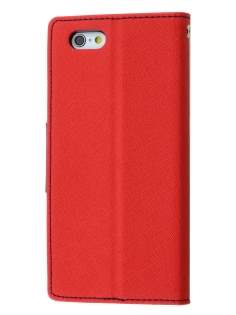 Mercury Goospery Colour Fancy Diary Case with Stand for iPhone 6s Plus/6 Plus - Red/Navy