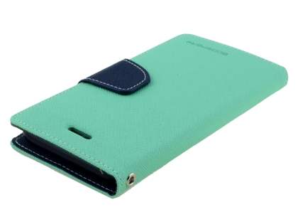 Mercury Goospery Colour Fancy Diary Case with Stand for iPhone 6s Plus/6 Plus - Mint/Navy