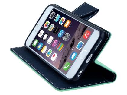 Mercury Goospery Colour Fancy Diary Case with Stand for iPhone 6s Plus/6 Plus - Mint/Navy