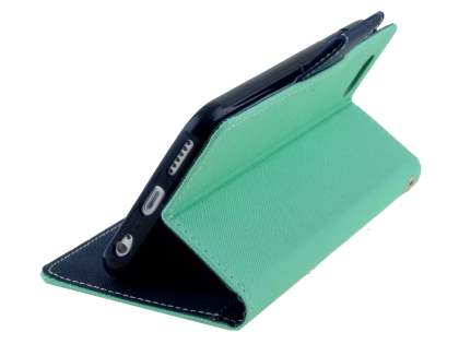 Mercury Goospery Colour Fancy Diary Case with Stand for iPhone 6s Plus/6 Plus - Mint/Navy