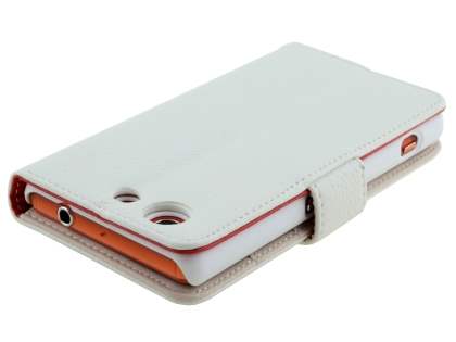 Synthetic Leather Wallet Case with Stand for Sony Xperia Z3 Compact - Pearl White