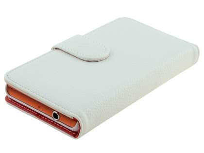 Synthetic Leather Wallet Case with Stand for Sony Xperia Z3 Compact - Pearl White