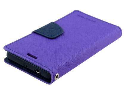 Mercury Goospery Colour Fancy Diary Case with Stand for Sony Xperia Z3 Compact - Purple/Navy