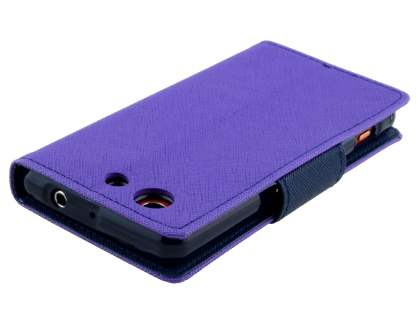 Mercury Goospery Colour Fancy Diary Case with Stand for Sony Xperia Z3 Compact - Purple/Navy