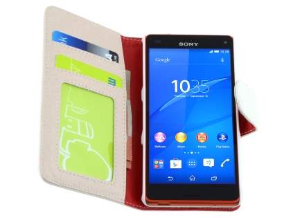 Synthetic Leather Wallet Case with Stand for Sony Xperia Z3 Compact - Pearl White