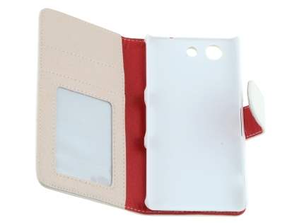 Synthetic Leather Wallet Case with Stand for Sony Xperia Z3 Compact - Pearl White