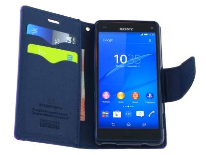 Mercury Goospery Colour Fancy Diary Case with Stand for Sony Xperia Z3 Compact - Purple/Navy