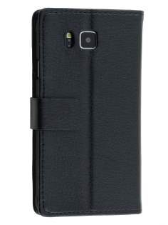 Synthetic Leather Wallet Case with Stand for Samsung Galaxy Alpha - Classic Black Synthetic Leather Wallet Case with Stand for Samsung Galaxy Alpha - Classic Black