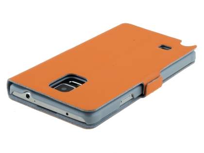 Slim Genuine Leather Portfolio Case for Samsung Galaxy Note 4 - Orange