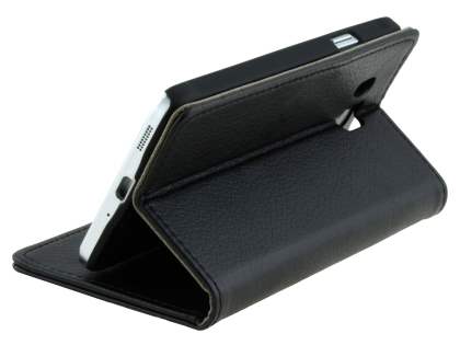 Synthetic Leather Wallet Case with Stand for Samsung Galaxy Alpha - Classic Black