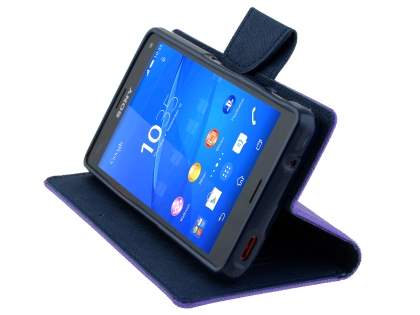 Mercury Goospery Colour Fancy Diary Case with Stand for Sony Xperia Z3 Compact - Purple/Navy