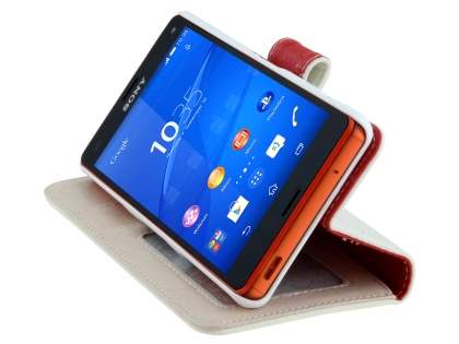 Synthetic Leather Wallet Case with Stand for Sony Xperia Z3 Compact - Pearl White