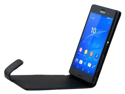 Synthetic Leather Flip Case for Sony Xperia Z3 - Classic Black