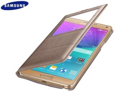 Genuine Samsung Galaxy Note 4 S-View Premium Cover Case - Gold