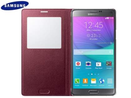 Genuine Samsung Galaxy Note 4 S-View Premium Cover Case - Plum