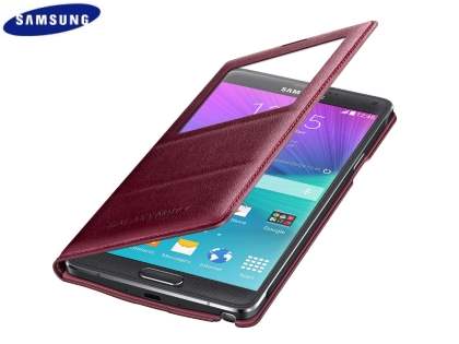 Genuine Samsung Galaxy Note 4 S-View Premium Cover Case - Plum